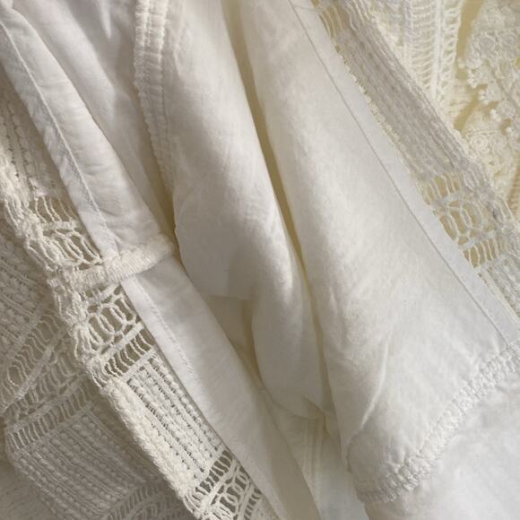 Sezane Diana Crochet Lace Long Sleeve Ruffle Mini Dress Ecru Cream Size 4 - Picture 14 of 16